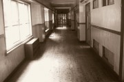 An empty corridor at Ostu school, where a 13 year old boy killed himself due to bullying