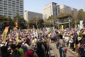 Protesters gather in Tokyo for the anti-nuclear demonstrations on the second anniversary of the Fukushima nuclear incident.