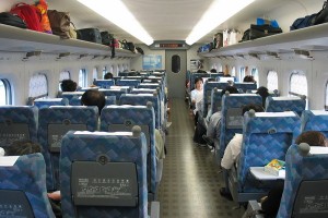 Japanese bullet trains, the interior of a shinkansen carriage