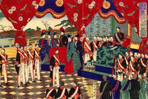 Meiji Constitution promulgation by Toyohara Chikanobu
